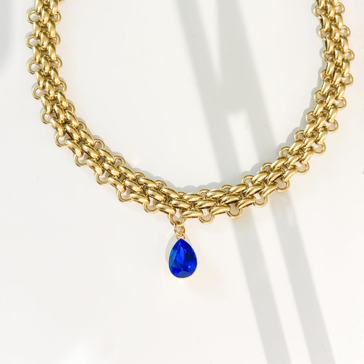 Blue Drop - Gold Necklace