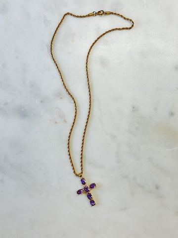 Purple Cross Necklace