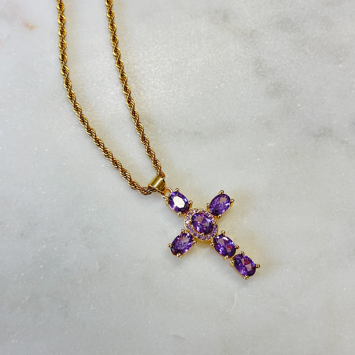 Purple Cross Necklace