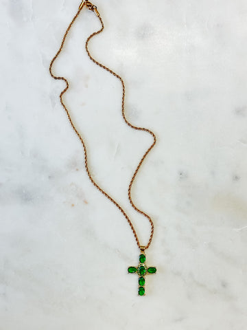 Emerald Cross Necklace