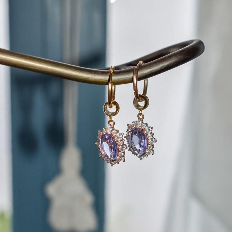 Crystal Hoop Earrings - Lilac