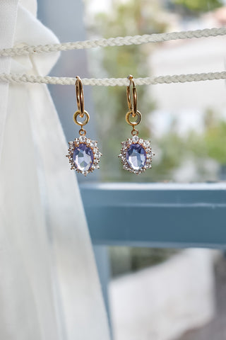 Crystal Hoop Earrings - Lilac